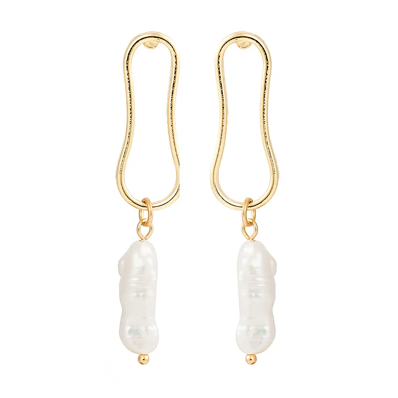 DoreenBeads Модные Нерегулярные серьги гвоздики для женщин Девушка золото длинные пресноводный жемчуг серьги Мода Подвески в виде сердечка с