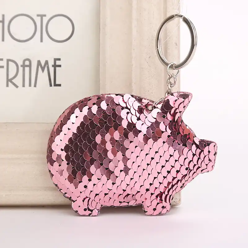 Patrón de animales de joyería Cerdo Llavero Llavero Colgante Bolso Brillo Lentejuelas
