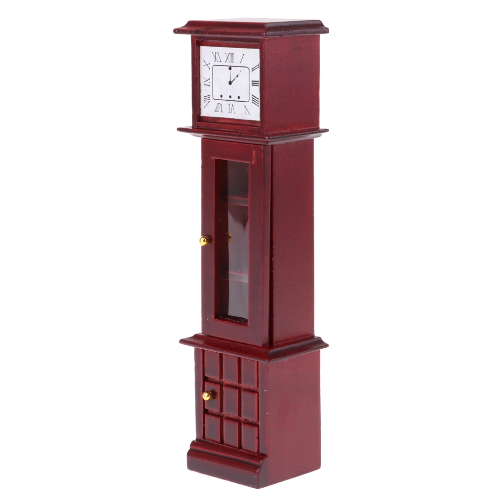 1/12 Scale Dollhouse Living Room Furniture Vintage Annatto Grandfather Clock