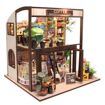 

CUTEBEE Doll House Miniature DIY Dollhouse With Furnitures Wooden House Waiting Time Toys For Children Birthday Gift M027