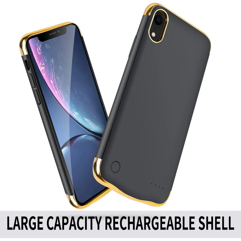 6000 mAh аккумулятор чехол для iPhone XR трехступенчатая пластина металлическое зарядное устройство Крышка для iPhone XR 360 градусов Полная защита Funda