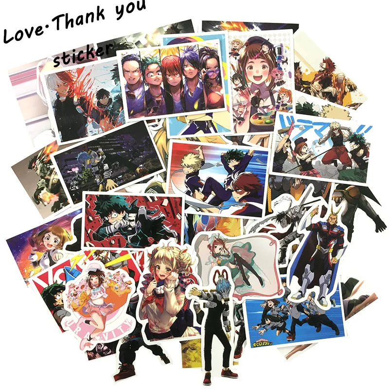 HOT 50 Pcs Anime My Hero Academy Cartoon Pvc Comic Sticker For Motorcycle Laptop Phone Cool Notebook Car Stickers Waterproof