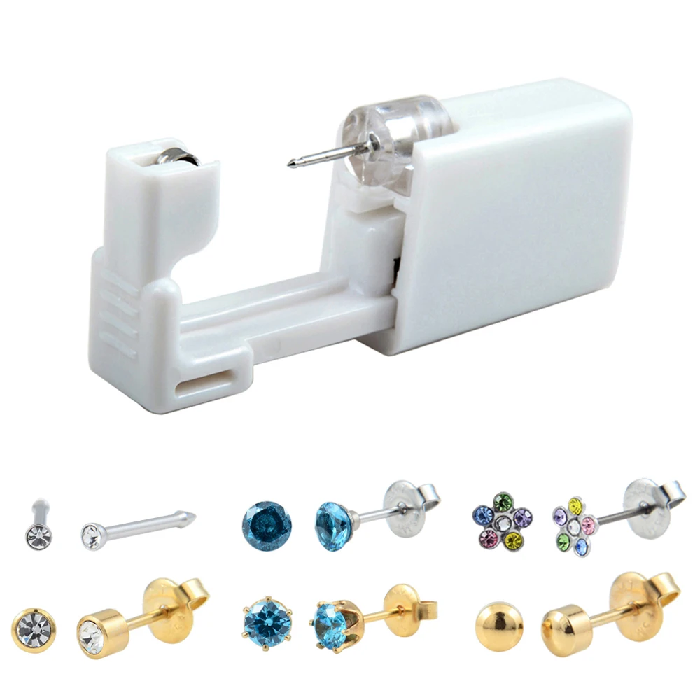 

High Quality Disposable Safe No Pain Sterile Ear Stud Earring Stude Piercing Gun Piercer Tool Kit Machine Kit Piercing Jewelry