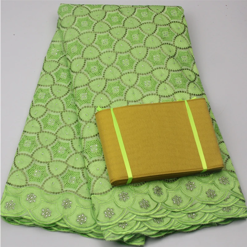 

Lemon Green high quality african swiss voile lace matching aso oke headtie /luxury fabric for wedding dress lace Fabric XY504B