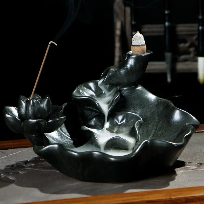 

Flower Lotus Censer Creative Home Decor Small Waterfall Incense Holder Backflow Incense Burner Use In Home Office Teahouse