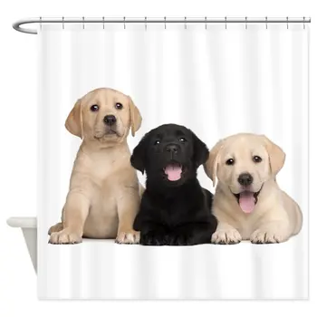

Labrador Puppies Decorative Fabric Shower Curtain Set Non-slip Bath Mat Set for Doormat Outdoor