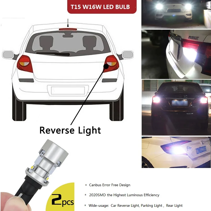 2x W16W T15 светодиодный светильник Canbus для BMW E46 E39 E90 E60 E36 F30 F10 E30 E34 X5 E53 M F20 X3 E87 E70 E92
