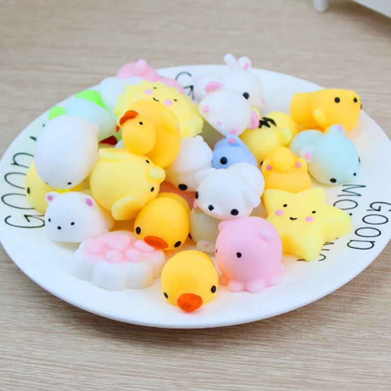 20 шт. мини игрушки Mochi Squeeze Fun Gags мягкие в виде животных тигра морской звезды