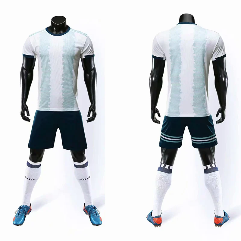 

19-20 blank men's soccer T-shirt children's sports national team jersey short-sleeved shorts custom football training clothes