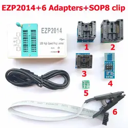 Новые Скорость ezp2014 USB программатор + 6 адаптер гнездо + SOP8 SOIC8 Клип 24 26 25 93 Буа eeprom flash