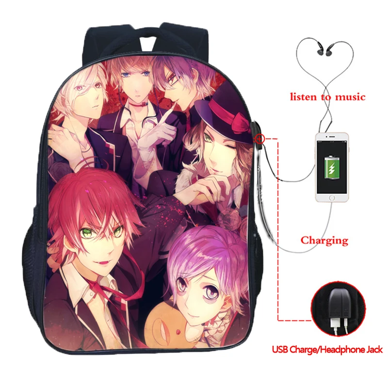 DIABOLIK, рюкзак для влюбленных с USB зарядкой, для мужчин, женщин, мальчиков, девочек, школьные сумки, Модный USB рюкзак для ноутбука, школьный рюкзак для подростков - Цвет: 4