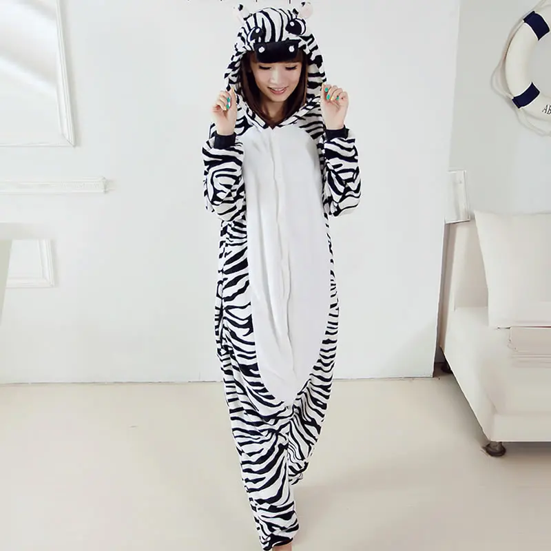 New Unisex Adult Cartoon Animal Zebra Pajamas Costume Sleepwear For Men