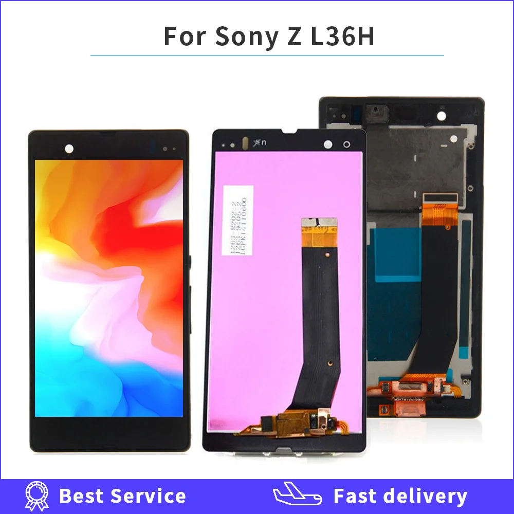 

5 inch Display For SONY Xperia Z LCD Touch Screen With Frame For SONY Xperia Z Display Replacment L36H C6603 C6602 C6606