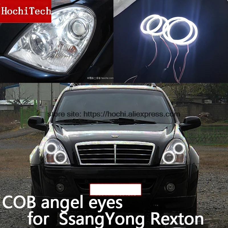 Для Ssangyong Rexton 2006 2007 2008 2009 2010 2011 COB Светодиодный дневной светильник Белый Halo Cob Led Ангельские глазки кольцо ошибок ультра яркий