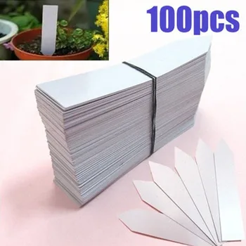 

100Pcs White Plastic Plant Labels Orchid Seed Pot Marker Nursery Garden Stake Plant Tag Pots Garden Label Decor Seedling Tray