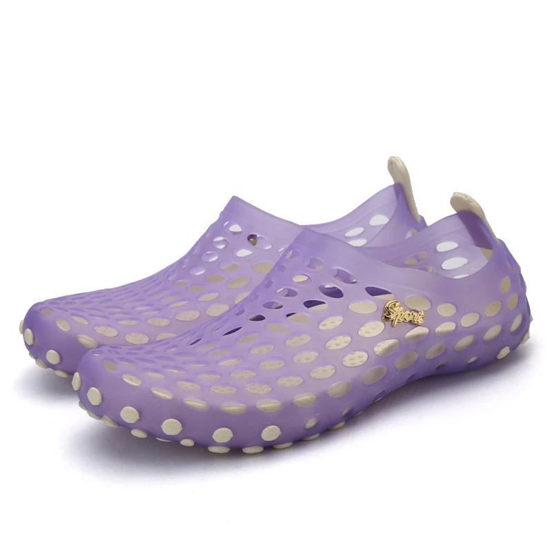 Уличные сандалии; Летняя обувь; женские пляжные шлепанцы со стразами; дышащая обувь на резиновой подошве для девочек; быстросохнущие кроссовки для плавания - Цвет: Фиолетовый