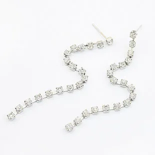 Love fashion sparkling diamond single row tassel stud earring drop 036 silver | Украшения и аксессуары