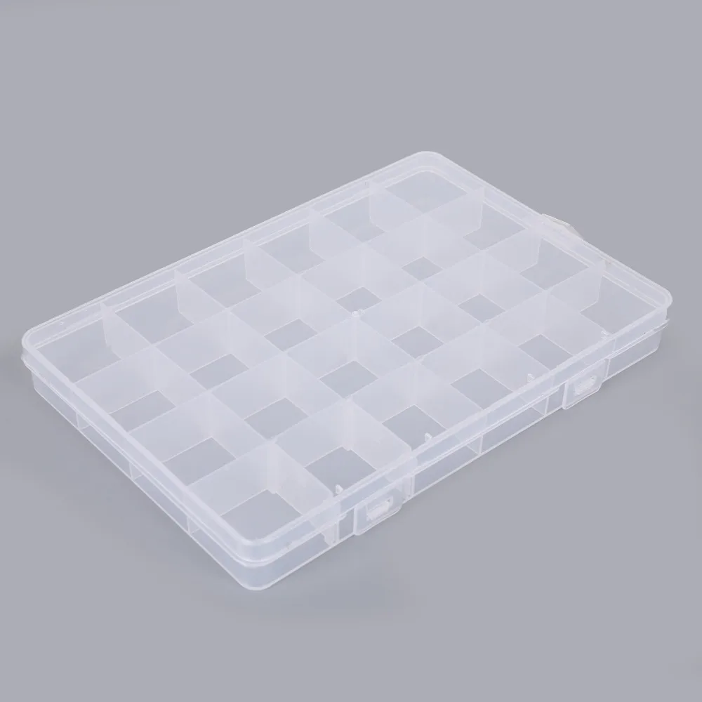 Горячая 24 слота Регулируемый ящик для хранения ювелирных изделий чехол для рукоделия органайзер для бисера Мульти сетки прозрачный пластиковый ящик для хранения портативный