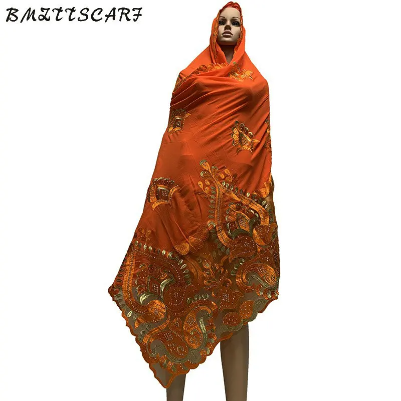 

High Quality African Women Scarfs Soft Chiffon Scarf Splice with Net Heavy Chiffon Scarfs for pray scarfs BM772
