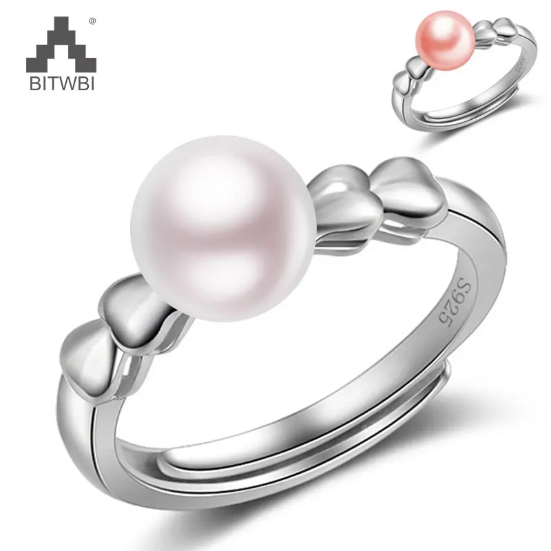 

100% 925 Sterling Silver Fashion Ring Jewelry Natural Pearl Adjustable Rings for Women Fashion Jewelry