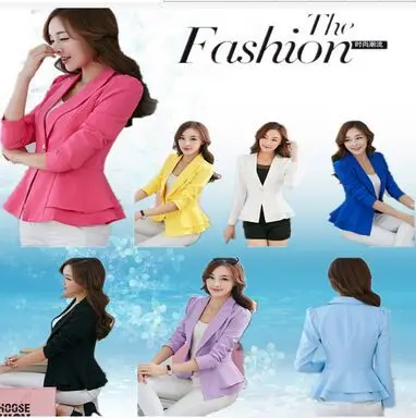 2015 Fashion Hot New women blazers and jackets long-sleeve slim blazer ruffle short blazer design candy color Outerwear & Coats 2015 Fashion Hot New women blazers and jackets long-sleeve slim blazer ruffle short blazer design candy color Outerwear & Coats