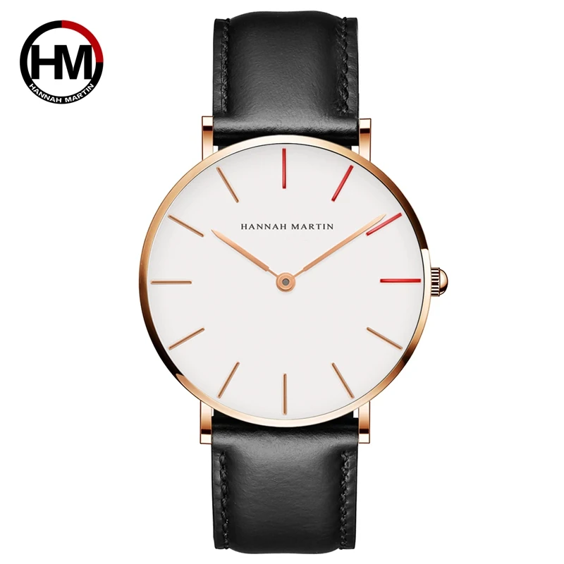 HANNAH MARTIN часы люксовый бренд для мужчин простые кварцевые часы кожаный ремешок Группа Унисекс Часы наручные женские повседневные часы Montre Femme
