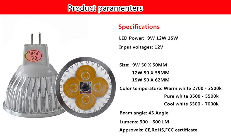 Супер яркий 9 W 12 W 15 W GU10/MR16/GU5.3/E27/E14 светодиодный свет 85-265 V затемнения DC 12 V теплый белый/холодный белый/натуральный белый светодиодный свет