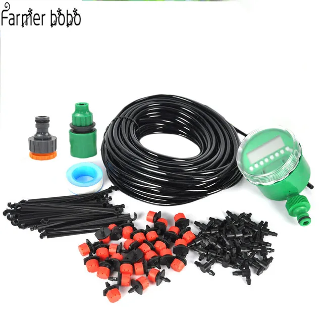 25m Garden DIY Micro Drip Irrigation System Plant Self Automatic Watering Timer Garden Hose Kits With Adjustable Dripper
