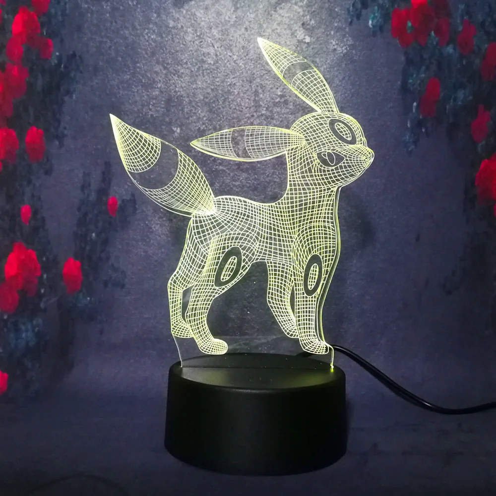 Милый 3D ночник Pokemon Umbreon 7 цветов светодиодный светильник USB для детей