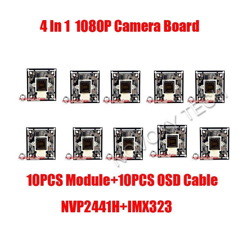 Плата видеонаблюдения 4 в 1 AHD TVI CVI CVBS 10 шт./лот 2 МП 1080P IMX323 CMOS + 2441H DSP с кабелем OSD