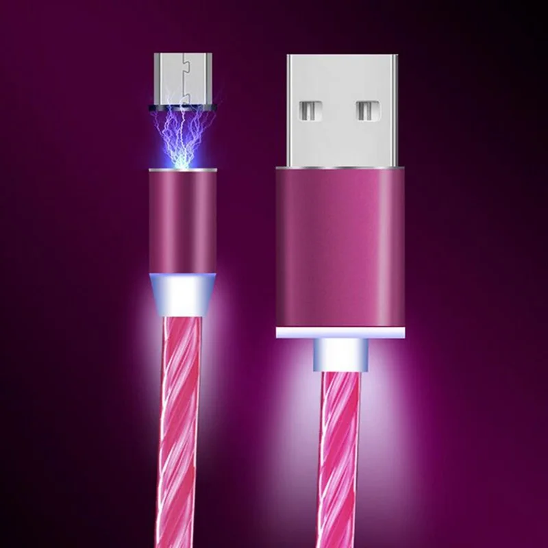 LED Flash Light Magnetic USB Type C Cable Fast Charging Data Cable Charger USB C Cable For XiaoMi Huawei Samsung S9 Oneplus 6T - Цвет: red