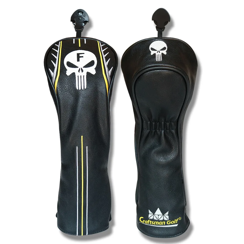 

Craftsman Golf Fairway Wood Cover Hybrid Skull Skeleton Interchangeable Number Tag Elastic Thick Pu Leather Free Shipping