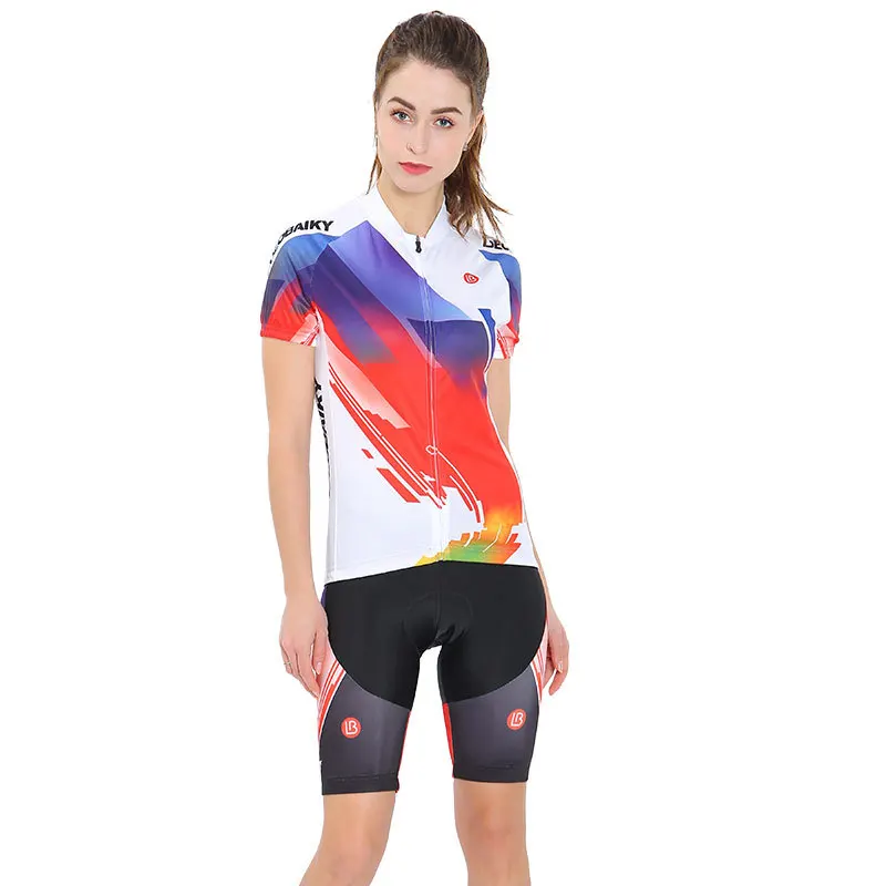 Брендовые женские комплекты с коротким рукавом для велоспорта Team Pro MTB, женская одежда для велоспорта, летняя одежда для шоссейного велосипеда, комплект из Джерси для девушек, одежда для велоспорта - Цвет: LBWS04 set