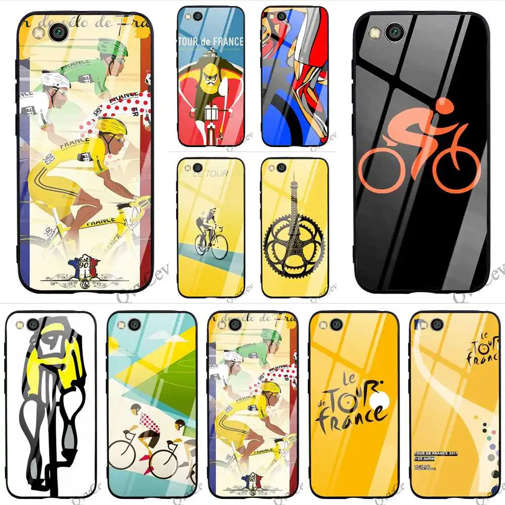 

Colorful Bike Tempered Glass Phone Case for Xiaomi 8 Cover A1 A2 9 F1 Lite Redmi Note 7 Pro 4X 6A 5 6 Silicone