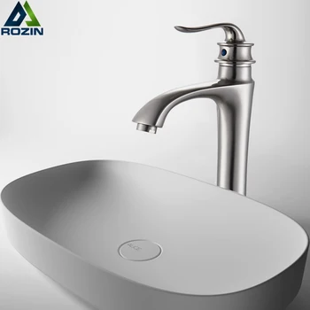 

Countertop Basin Faucet Brushed Nickel Bathroom Hot cold Water Mixer Tap Deck Mounted 1 Handle Basin Vessel Sink Faucet