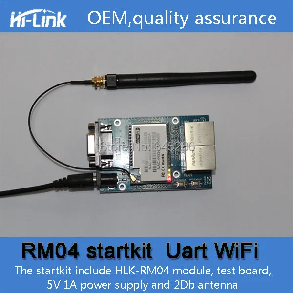 Бесплатная доставка Серийный Uart к wifi двойной ethernet RS232 WiFi модуль с внешней антенной Start kit HLK RM04|module sms|wifi satamodule