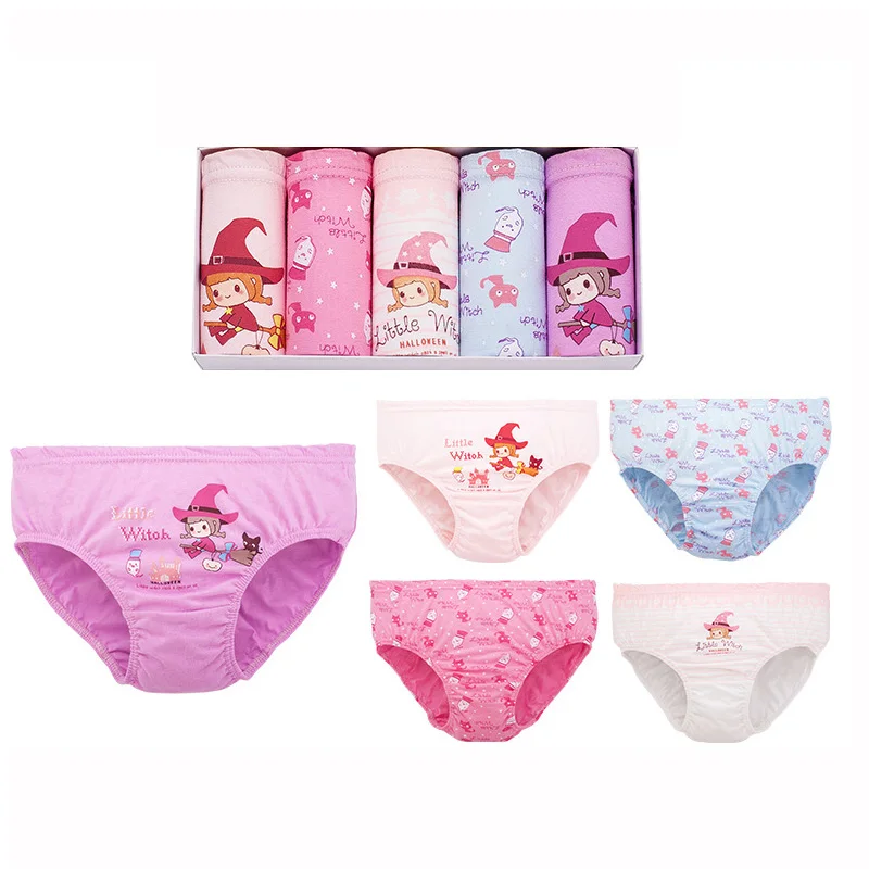 1 pc kids cotton panties Girl Panties female cartoon printed children baby comics pants Bowknot briefs underwear 2 to 12 years - Color: 5