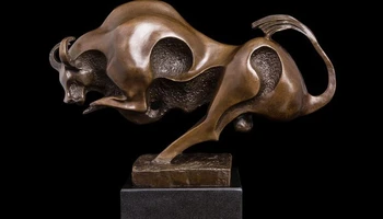 

Art Deco Sculpture Animal Bull Ox Abstract Bronze Statue