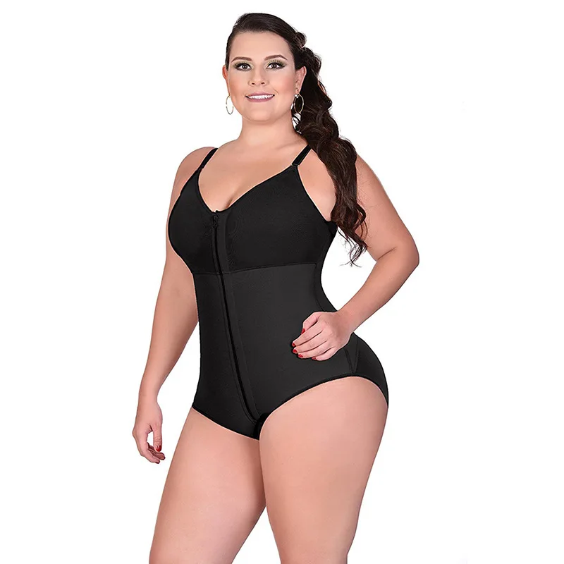 Women Shapewear Waist trainer Butt Firm Tummy Control Zip Front Open Bust Latex Bodysuit Full Body Shaper Slimming Plus Size 6X