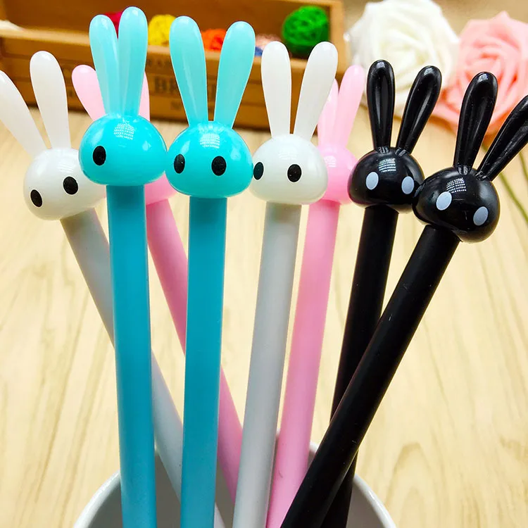 

1lot=48pcs!cute Cartoon Korean Creative Rabbit Animal Gel Pen Unisex Water Pen 0.38mm Black Ink Sign Pen Stationery