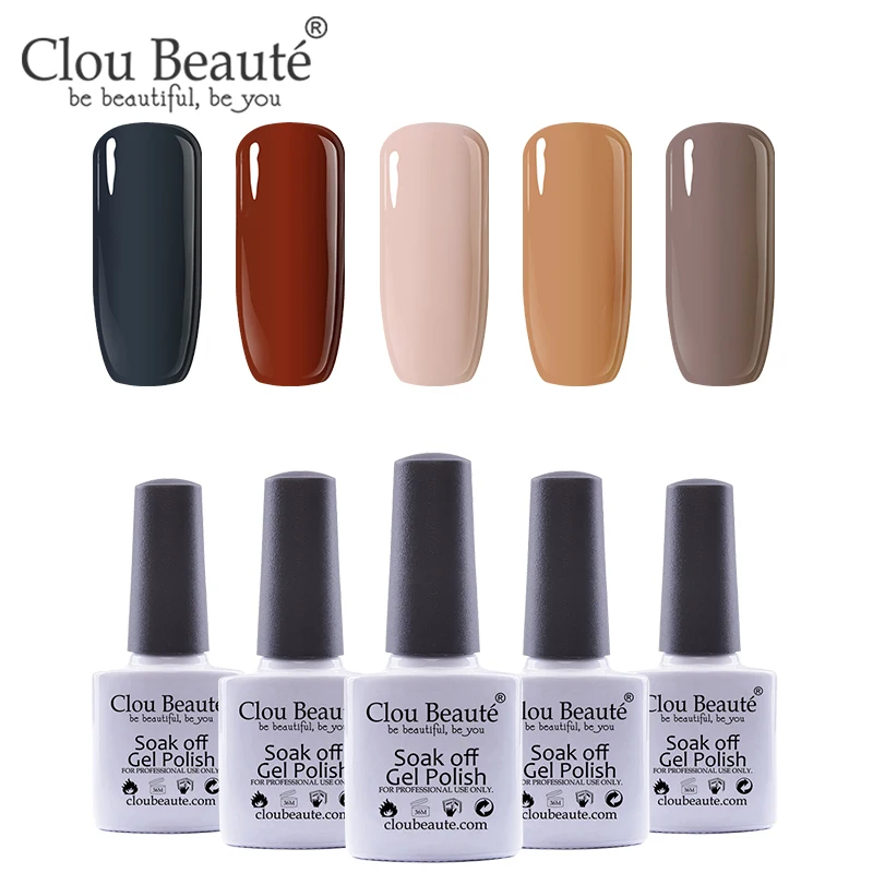 

Clou Beaute 5pcs/lot Soak Off Gel Nail Polish Set Nail Art Varnish vernis semi permanant uv gelpolish LED Nail Gel Varnish Kit