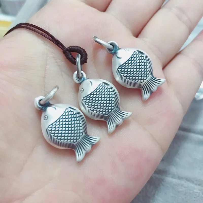 

2019 Rushed Asg Authentic 999 Fine Restoring Ancient Ways Is The Manual Dumb Light Stereo Double Fish Pendant Lady's New Fund