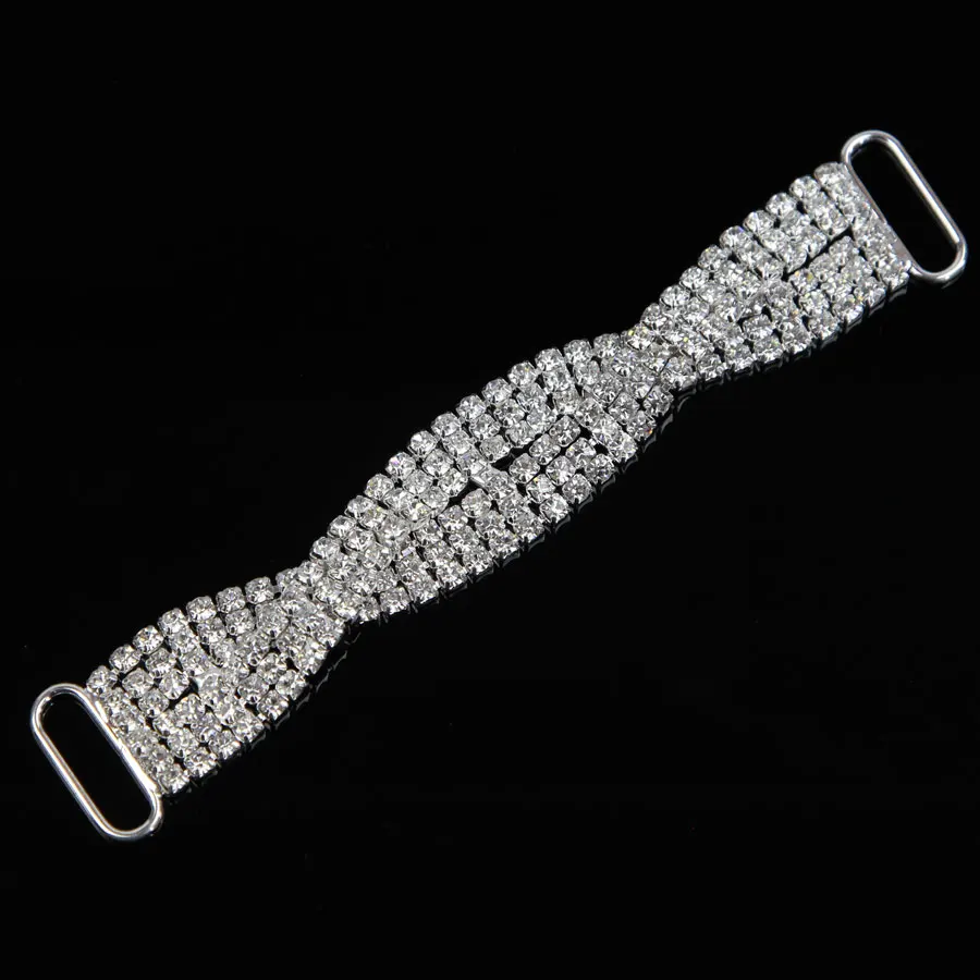

30 Pcs Twisted Bikini Swimwear Connectors Charm Metal Chain Buttons Crystal Trimming 12.5x1.8cm