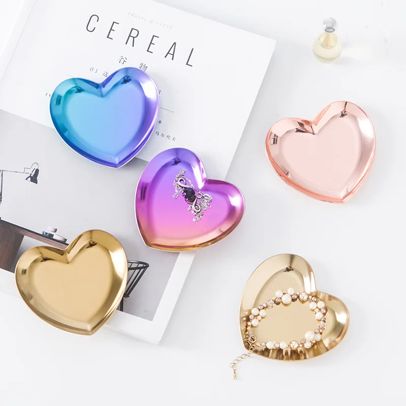 

Nordic Love Mini Metal Plate Jewelry Storage Disc Ring Necklace Display Board Desktop Small Jewelry