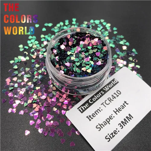 TCT-352 Chameleon Color Heart 3MM Nail Glitter Nail Art Decoration Makeup Tattoo Tumblers Crafts Festival Accessories Supplier - Цвет: TCR410   50g