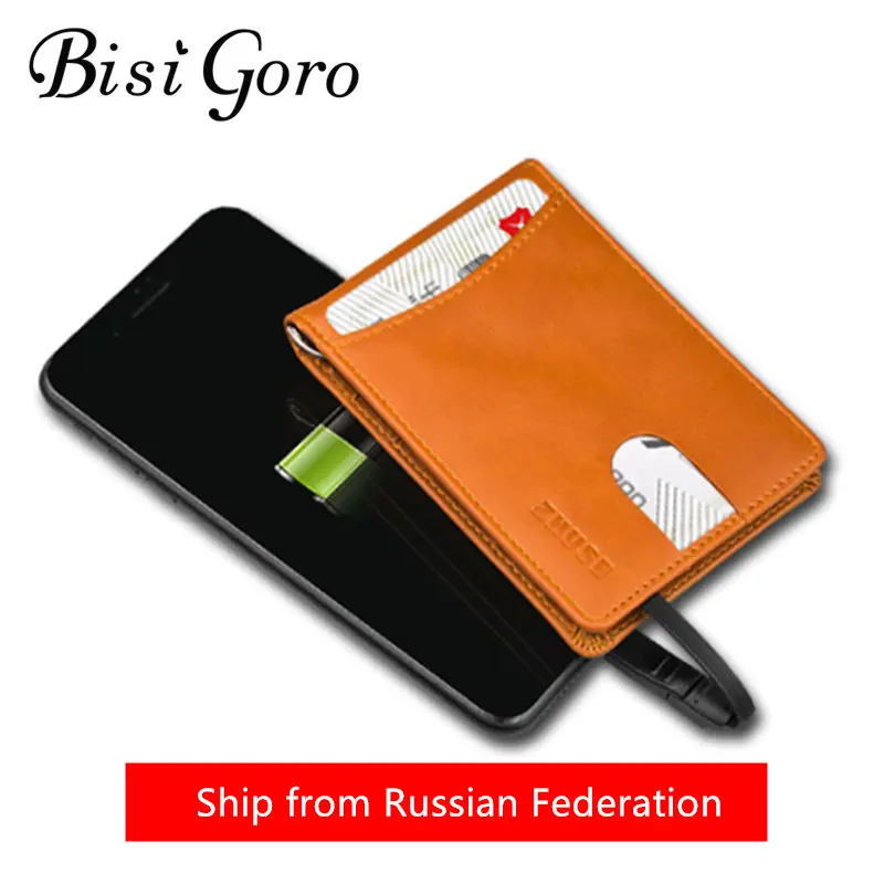 BISI GORO 2019 Unisex Smart Wallet Short Wallet With USB Charging Wallet Adapt For Ipone And Android Type-C Capacity 4000 mAh