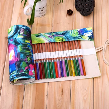 

Pencil Case School Canvas Roll Pouch Makeup Comestic Brush Pen planting pecncil box pencil case for school girls 36/48/72 Holes