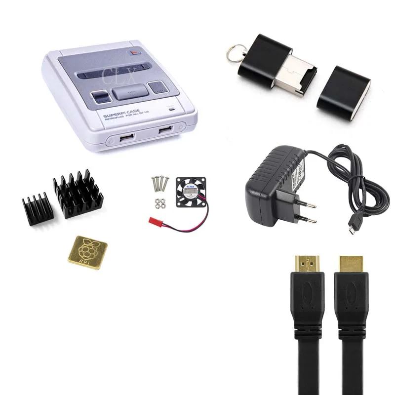  Retroflag SUPERPIE CASE-J Plastic Box for Raspberry Pi + 32GB SD Card + 3A Power Adapter + HDMI + F
