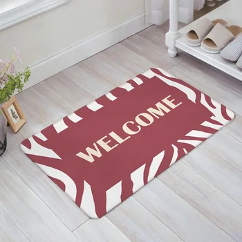 

Zebra Texture Welcome Door Mat Entry Way Doormats with Non Slip Backing Bathroom Kitchen Decor Rug Mat Welcome Entrance Rugs