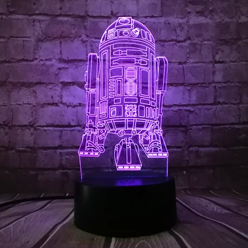 

New 3D Star Wars Warship R2D2 7 Colors LED USB Change Table lamp Robot Rocket Model Night Light in Bedroom Decor Lava Kid toy